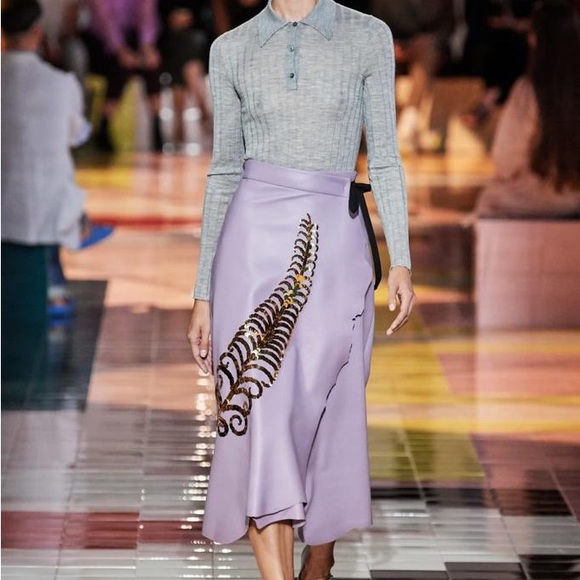 Prada sequin feather leather  A-line skirt - Picture 5 of 10